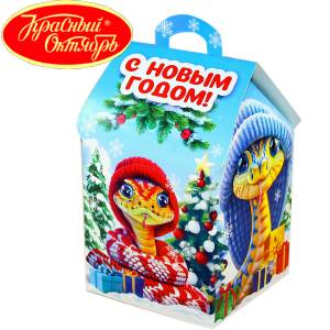 Сладкий подарок на Новый Год в картонной упаковке весом 600 грамм по цене 654 руб в Валдае